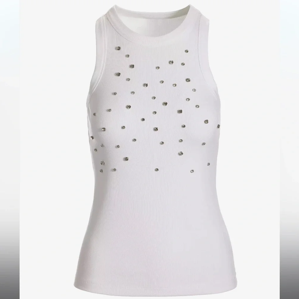 Boston Proper Rhinestone Embellished Rib Tank - Picture 2 of 10